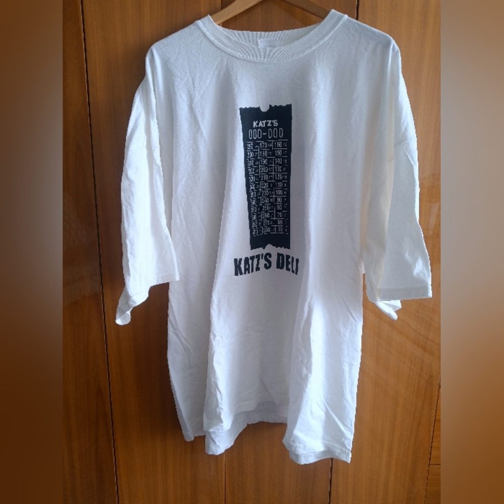 Katz's Deli " I found my ticket at Katz's Deli" T-shirt tall XXL white